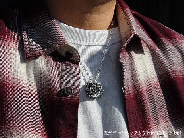 唐獅子牡丹シルバーペンダントトップ